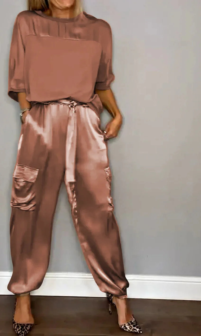 Conjunto Melina - Cetim Liso com Mangas