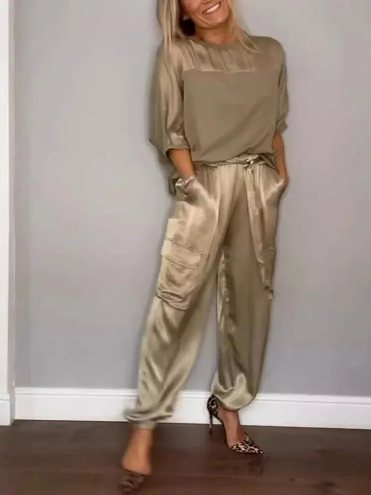 Conjunto Melina - Cetim Liso com Mangas