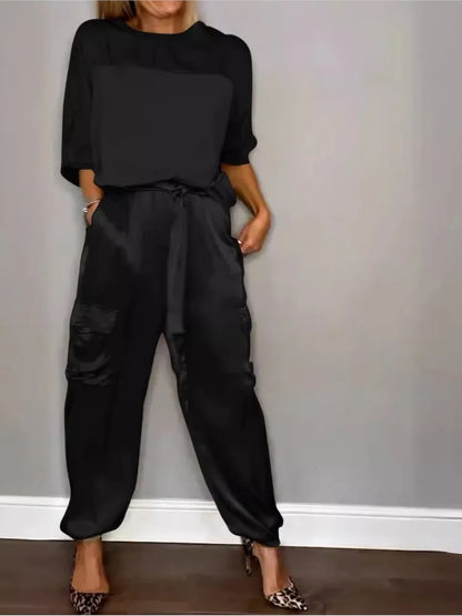 Conjunto Melina - Cetim Liso com Mangas