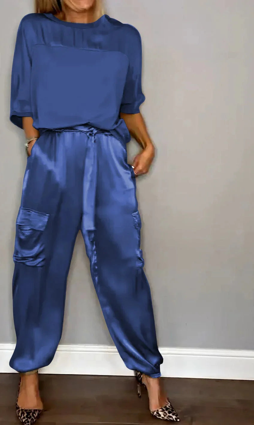 Conjunto Melina - Cetim Liso com Mangas