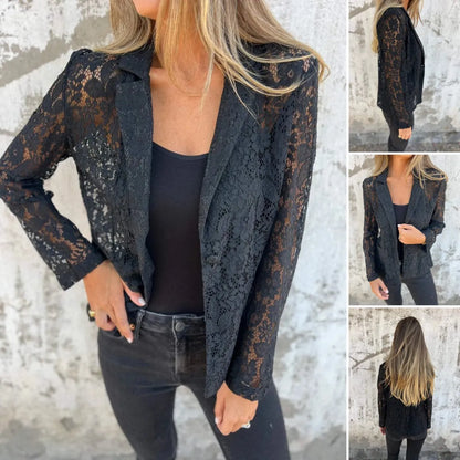 Blazer Feminino de Renda e Malha