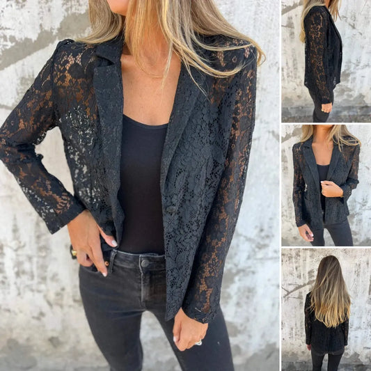 Blazer Feminino de Renda e Malha