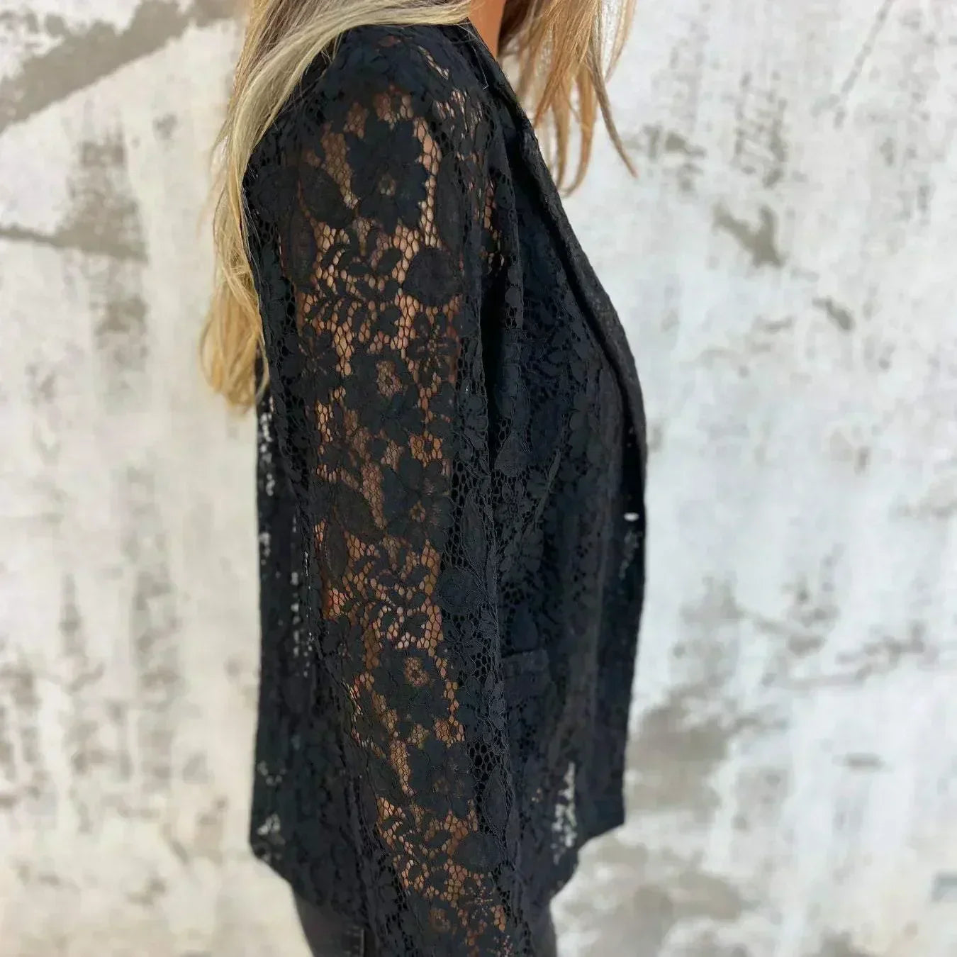 Blazer Feminino de Renda e Malha